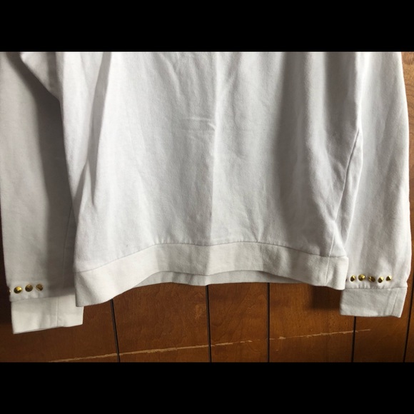 Nicki Minaj Blouse Cut Out Sweatshirt Top Gold Studded Sz L EUC - Picture 4 of 8